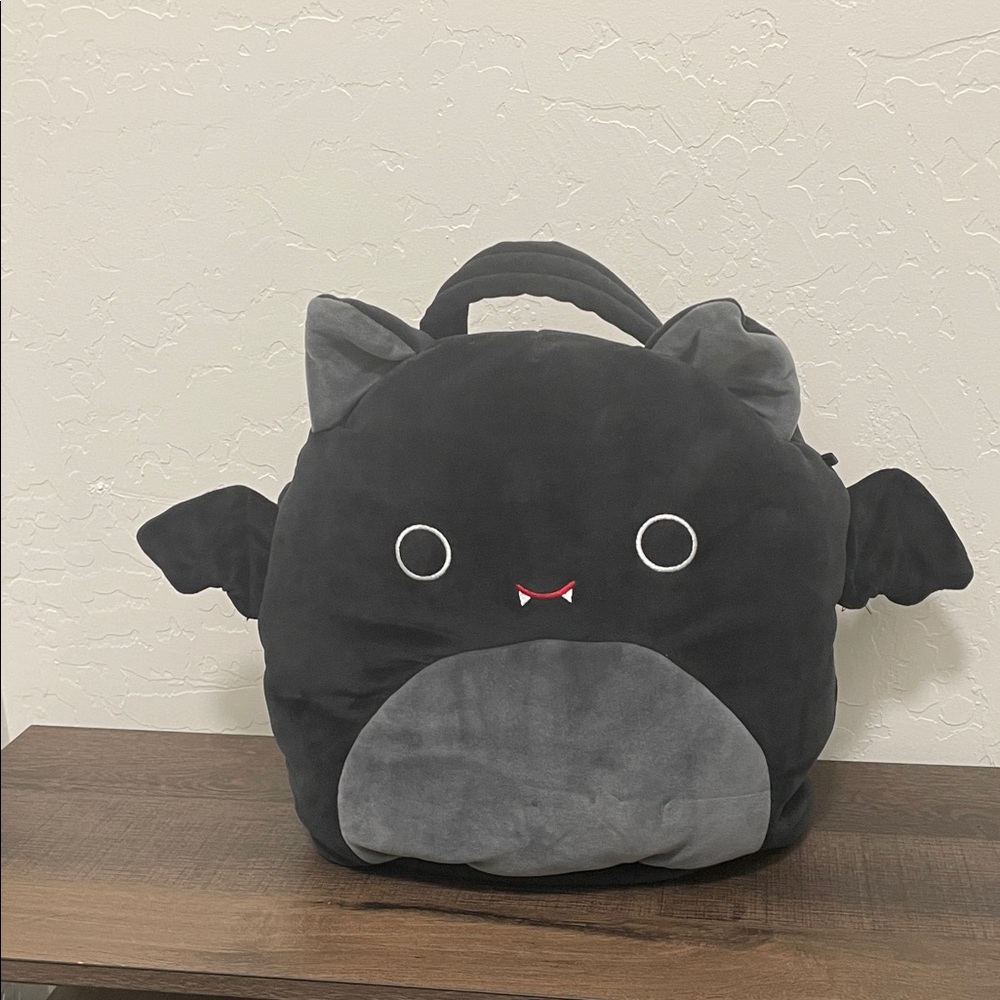 Squishmallows Halloween Black and Gray Bat Bag